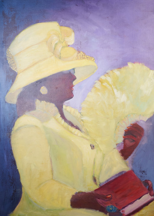 Church Woman in Yellow Dress & Hat